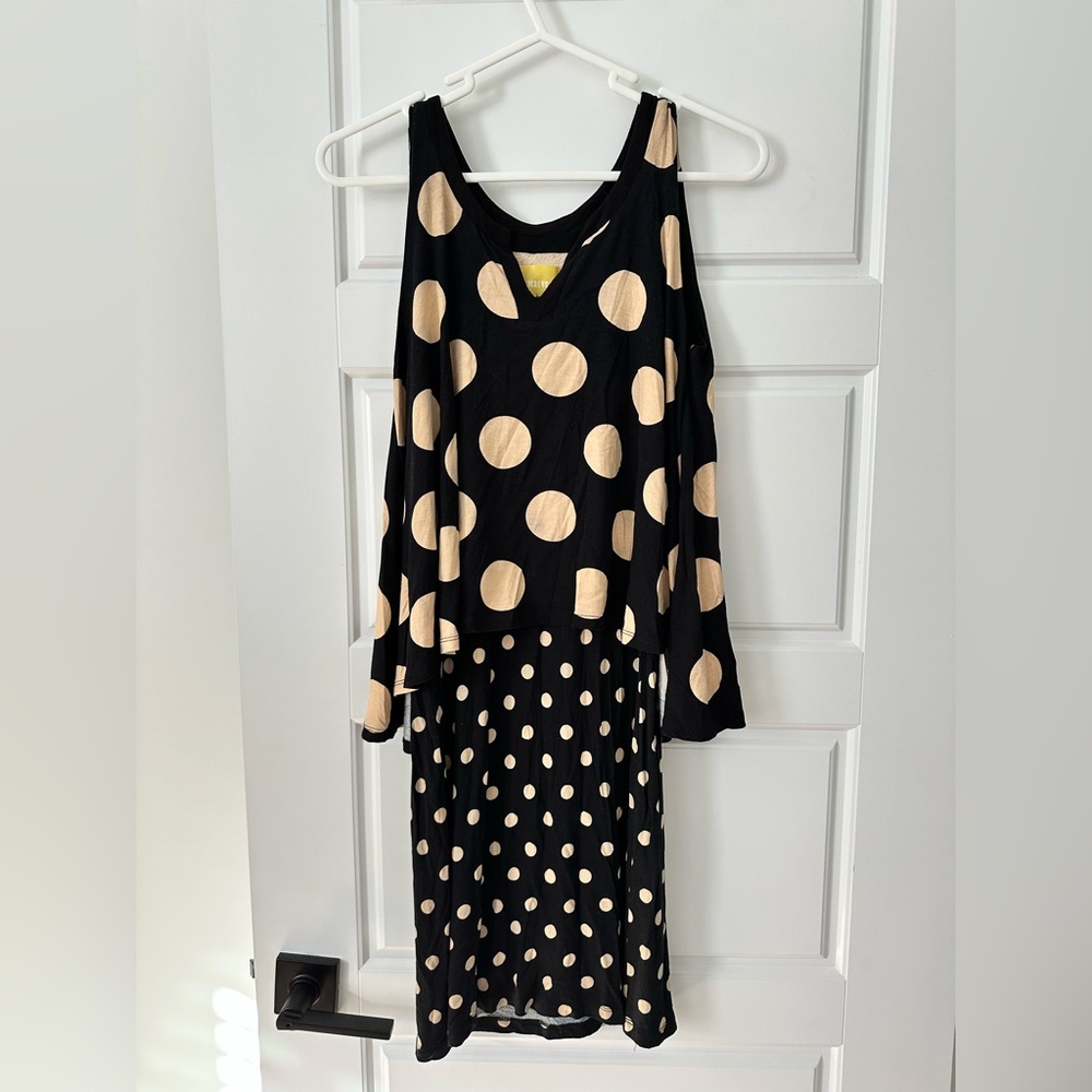 Anthropologie Maeve Polka Dot Dress XS Womens Jersey Knit Layered Swing